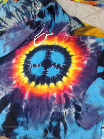 Rainbow Tie-Dye Peace Sign Hoodie