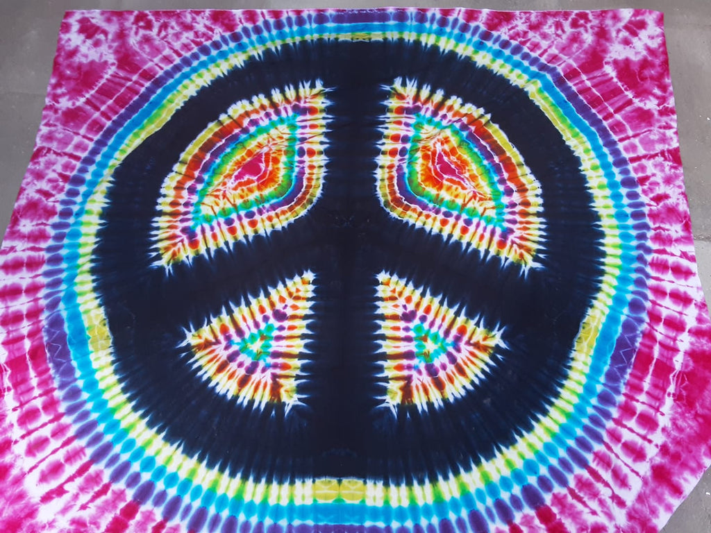 Rainbow Tie-Dye Peace Sign 40x45 inch Sarong