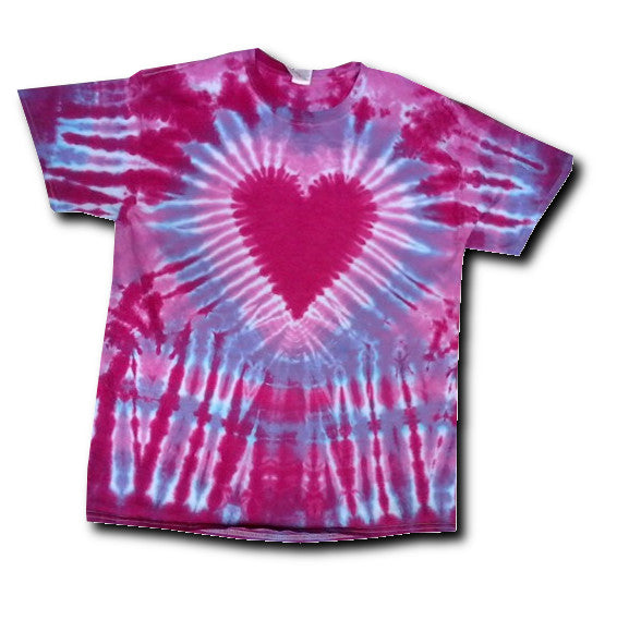 Pink Heart Shaped Letter Tie Dye Print Short Sleeve T Shirt