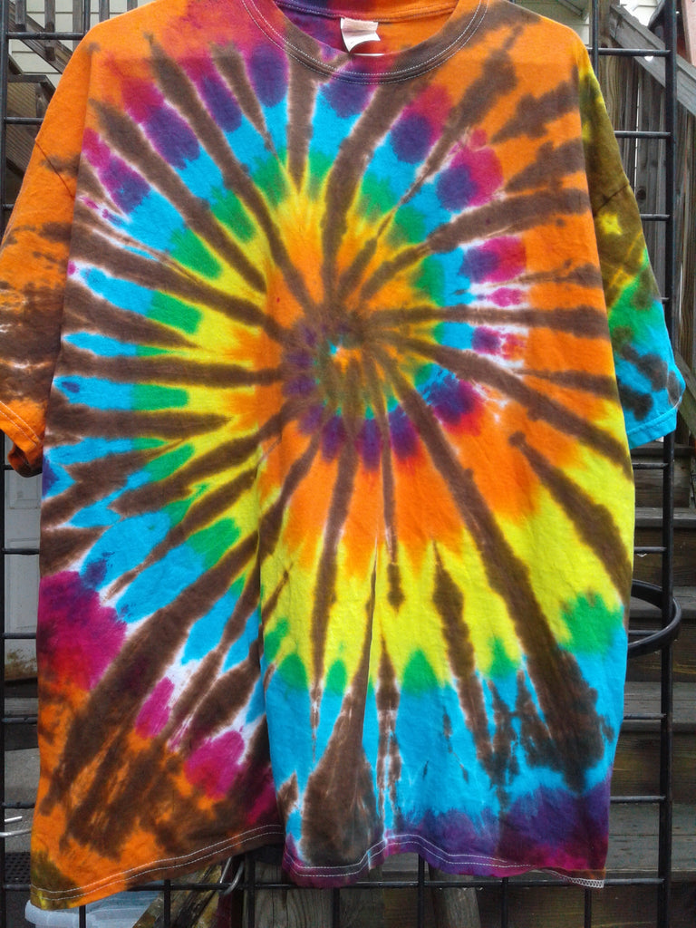 Tie Dyed Shop Spiral Tie Dye T Shirt - Pink and Green 