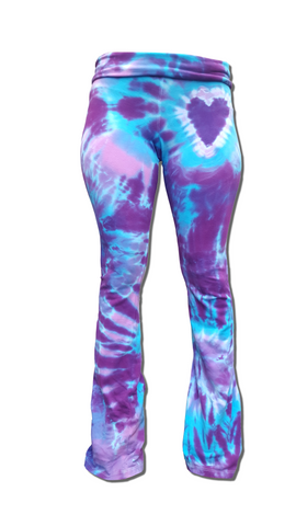 Blue and Purple Heart Patterned Yoga Pants